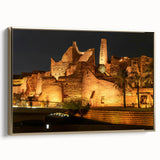 Framed canvas featuring a vintage-style black and gold landscape painting of Saudi Arabia, suitable for bedroom wall art.