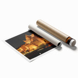 Extra large rolled print featuring a floral art scene set in a Middle Eastern landscape, ideal for classy bathroom wall art.