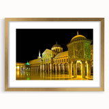Extra large abstract art print of a Middle Eastern scenery in textured style, framed with a gold mat.