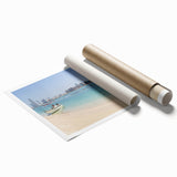 Extra large rolled print of Abu Dhabi scenery with vibrant floral art, ideal for classy bathroom or large living room decor.