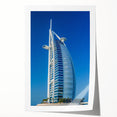 Extra large rolled print of Burj Al Arab with floral accents in pastel shades, suitable for dining room or bathroom wall art.