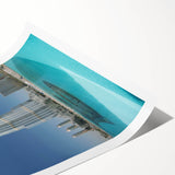 Extra large wall art featuring line art flowers and the Burj Khalifa in muted earth tones on a rolled print.