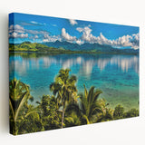 Side view of a stretched canvas featuring a serene Fiji oceanic scenery, ideal for kitchen wall art.