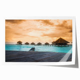 Extra large rolled print of Bora Bora scenery with vivid blue ocean and lush greenery, ideal for dining room wall art.
