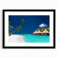 Extra large abstract art print depicting vibrant, colorful Tahitian scenery on a textured canvas, framed in black.