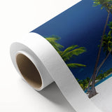 Art Deco style poster of Tahiti with vibrant ocean and sky tones on rolled canvas, suitable for nursery wall art.