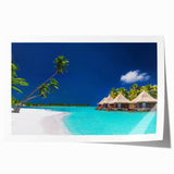 Extra large rolled print of Tahitian scenery with lush florals in vibrant green and blue tones.