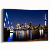 Black and white landscape art painting of Auckland, on framed canvas, suitable for bedroom wall decor.