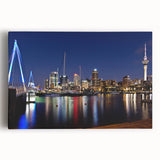 Black and white photo of Auckland skyline on large stretched canvas, suitable for kitchen art.