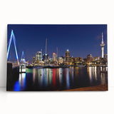 Black and white photograph of Auckland skyline on stretched canvas, ideal for kitchen wall art or bedroom ambiance.