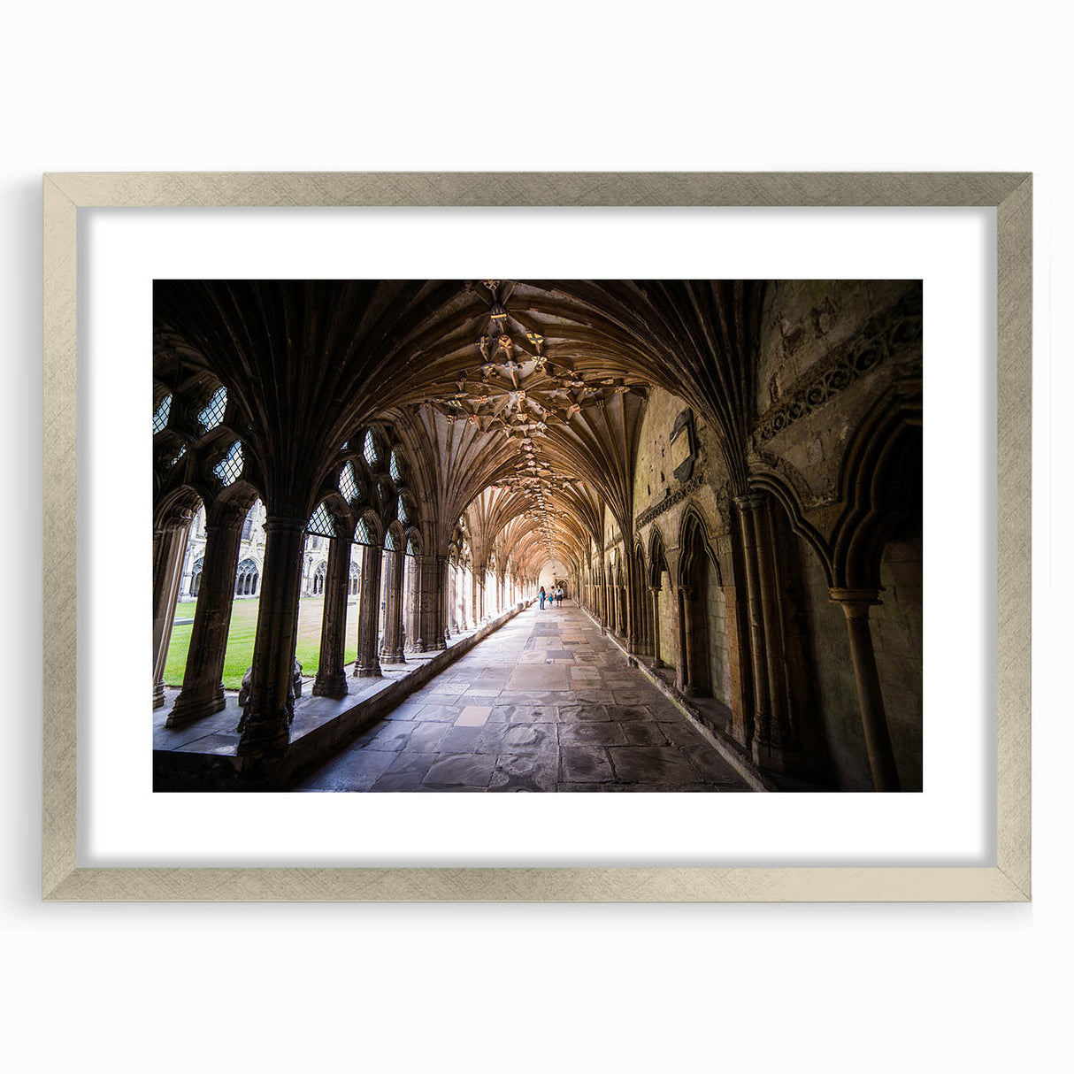 Textured abstract art print of Canterbury, New Zealand in muted earth tones on a silver-framed canvas.