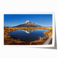 Rolled print of Taranaki, New Zealand scenery with lush greenery and mountain, ideal for dining room wall art.