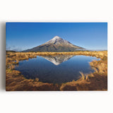 Black and white photograph of Mount Taranaki in New Zealand on stretched canvas, ideal for kitchen wall art.