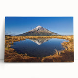 Black and white photograph of Mount Taranaki in New Zealand on stretched canvas, ideal for kitchen wall art.