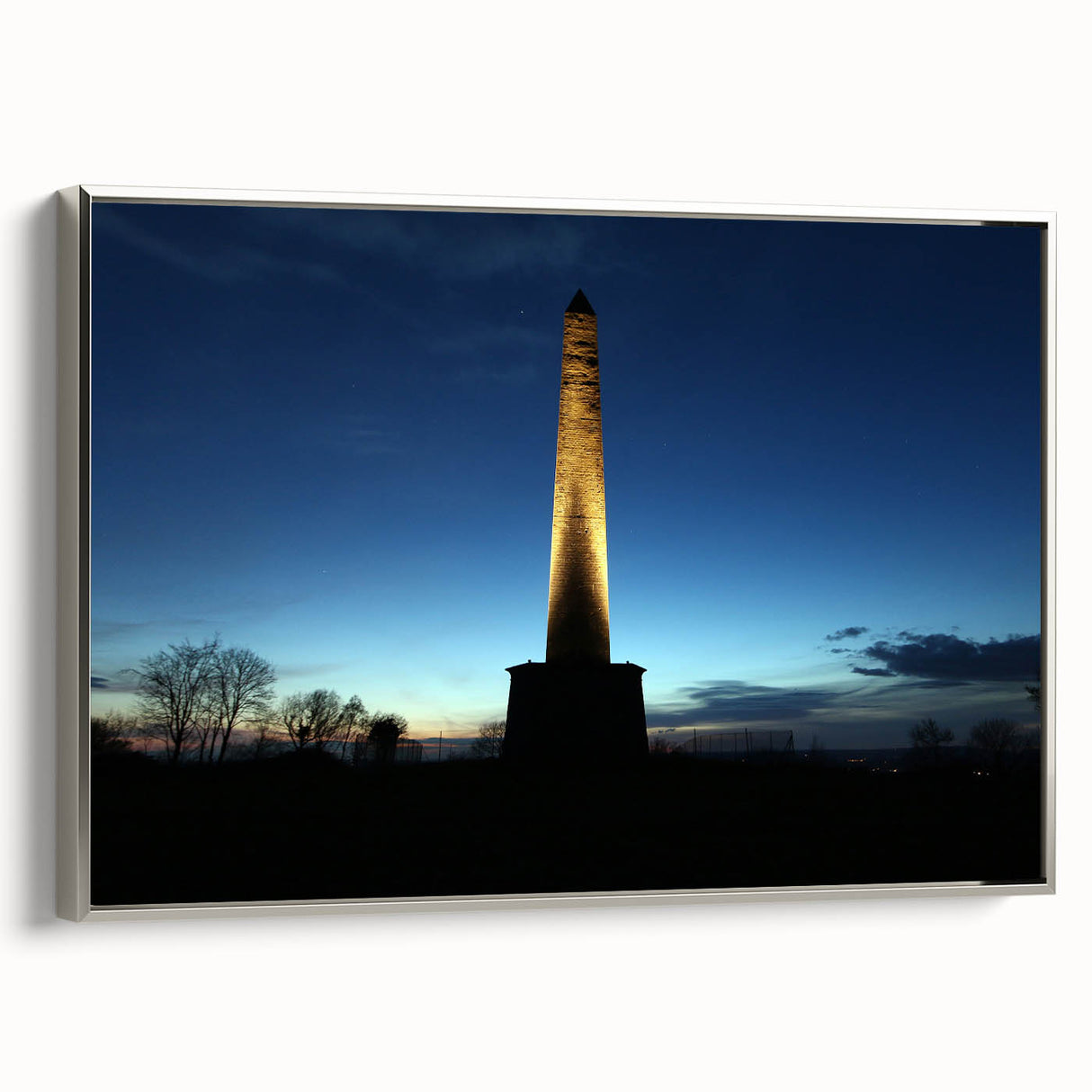 Framed canvas of Wellington, New Zealand landscape with vibrant colors on a silver frame, ideal for living room decor.