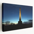 Side view of a stretched canvas featuring a serene Wellington, New Zealand landscape in soft blue and green tones.