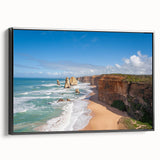 Black and white framed canvas depicting a vintage landscape painting, ideal for bedroom wall art.