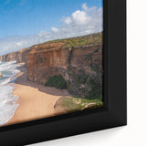 Extra large black wall art featuring a textured oceanic scene on a framed canvas, ideal for living room decor.