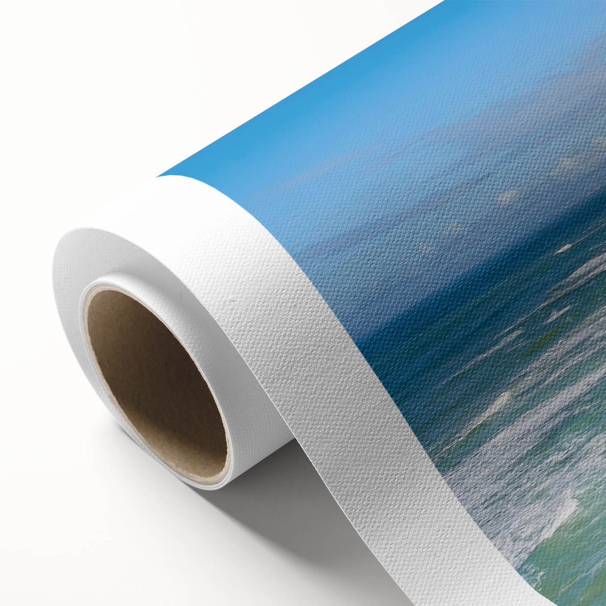 Art deco poster of a serene Oceania landscape in pastel shades on rolled canvas, ideal for nursery wall art.