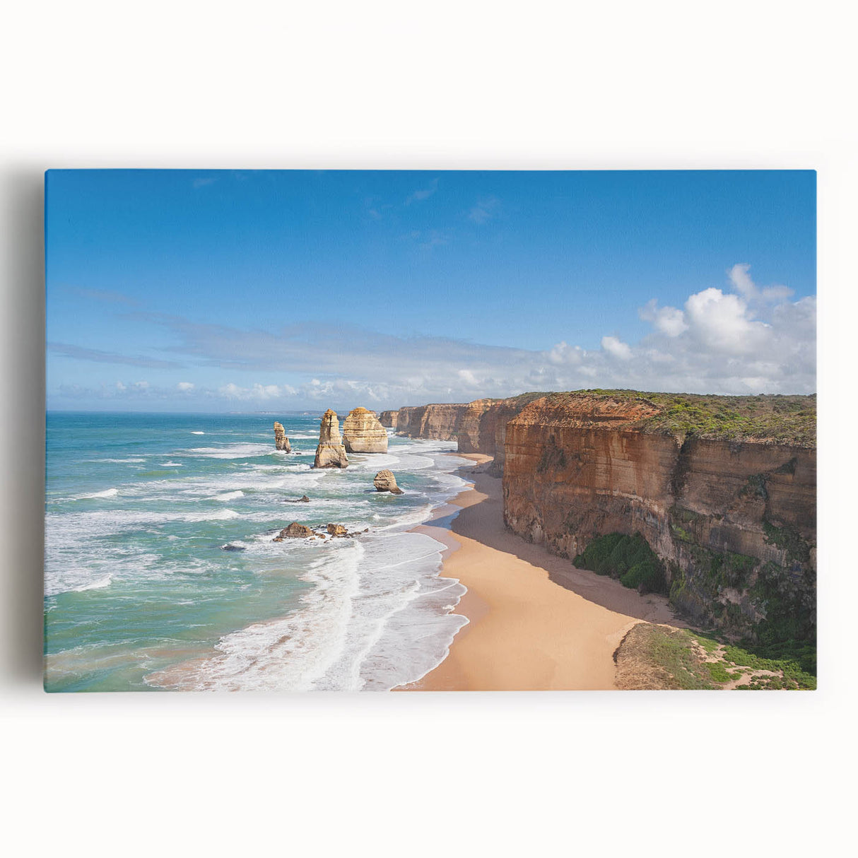 Large black and white stretched canvas featuring an oceanic scenery, ideal for kitchen wall art.