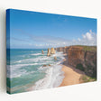 Large stretched canvas depicting a serene oceanic scene in blue and green tones, suitable for kitchen wall art.