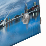 Large abstract wall art depicting vibrant Buenos Aires cityscape on acrylic glass, ideal for dining room ambiance.