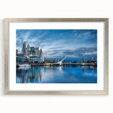Textured abstract art print of Buenos Aires skyline in muted gray and silver tones, framed with a mat.