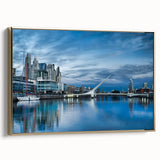 Framed canvas featuring a vintage-style landscape painting of Buenos Aires in black and gold tones, ideal for bedroom decor.