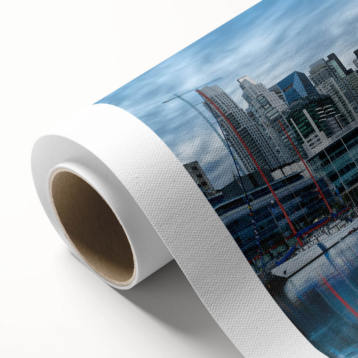 Art Deco poster of Buenos Aires skyline in pastel shades on rolled canvas, ideal for nursery wall art.