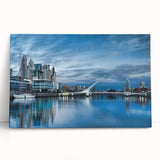 Black and white stretched canvas of Buenos Aires cityscape, ideal for kitchen wall art or bedroom ambiance.