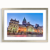 Textured abstract art print of a South American scenery in muted earth tones, framed in silver, ideal for bedroom art.