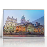 Art deco poster of an Argentine landscape in muted earth tones on a framed acrylic, ideal for modern art wall decor.