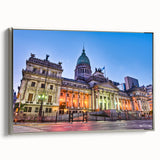 Landscape art painting of an Argentine scenery on a framed canvas, featuring a palette of vibrant earth tones.