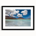 Extra large abstract art print depicting a textured, colorful South American scenery in a black frame.