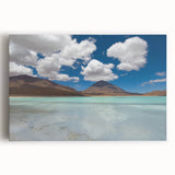 Large black and white stretched canvas of a Bolivian landscape, ideal for kitchen wall art.