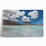 Black and white photograph of Bolivian landscape on stretched canvas, ideal for kitchen wall art.
