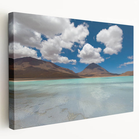 Stretched canvas featuring a panoramic Bolivian landscape in earth tones, suitable for kitchen wall art.