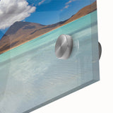 Large abstract wall art depicting a Bolivian landscape in muted earth tones on acrylic glass, ideal for dining room art.