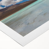 Art deco poster of a Bolivian landscape in pastel shades on rolled canvas, suited for dining room decor.