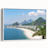 Vintage poster art of a scenic Brazilian landscape on framed canvas, featuring vibrant colors ideal for living room decor.