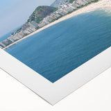 Art deco poster of a Brazilian landscape in vibrant greens and blues on rolled canvas, suitable for dining room decor.