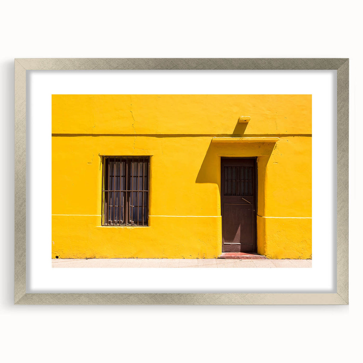 Textured abstract art print of Santiago, Chile in muted earth tones on a framed silver canvas, ideal for bedroom art.
