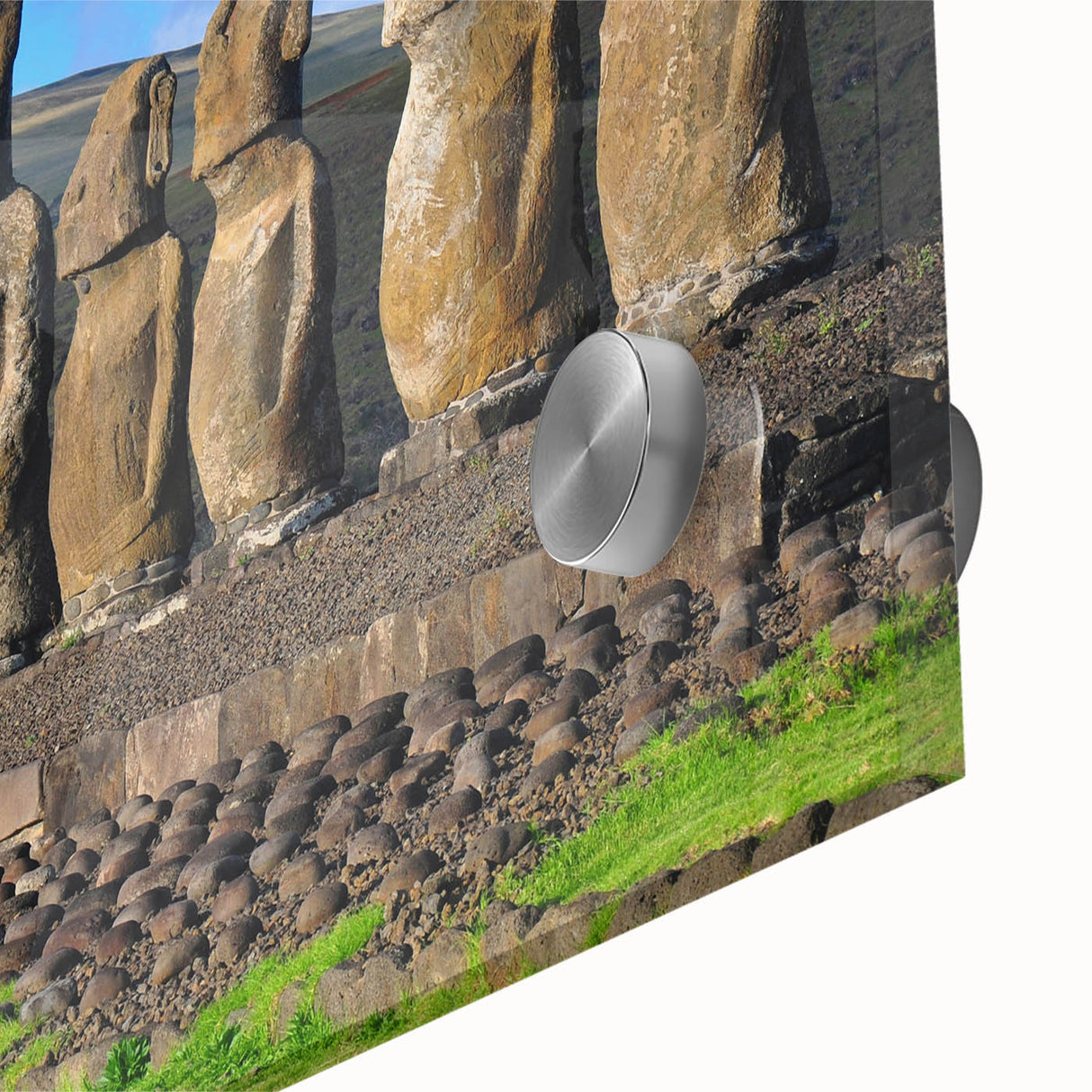 Large abstract wall art depicting a vibrant Chilean landscape on acrylic glass, ideal for dining room ambiance.
