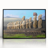 Large abstract wall art depicting a stylized South American landscape in muted earth tones, framed in black acrylic.