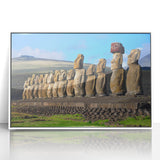 Acrylic print of a serene Chilean landscape in soft pastel colors, framed in white, suitable for modern nursery decor.