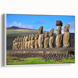 Vintage poster art of a Chilean landscape in vibrant colors on a framed canvas, ideal for living room decor.