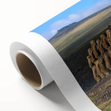 Art deco poster of a serene Chilean landscape in pastel shades on rolled canvas, perfect for nursery wall art.