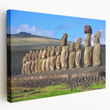 Panoramic view of a Chilean landscape on a large stretched canvas, featuring earthy green and brown tones.