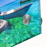 Large abstract wall art depicting a vibrant Colombian landscape on acrylic glass, ideal for dining room ambiance.