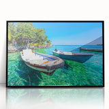 Large abstract wall art depicting a vibrant, colorful Colombian landscape on framed acrylic, ideal for modern art wall decor.